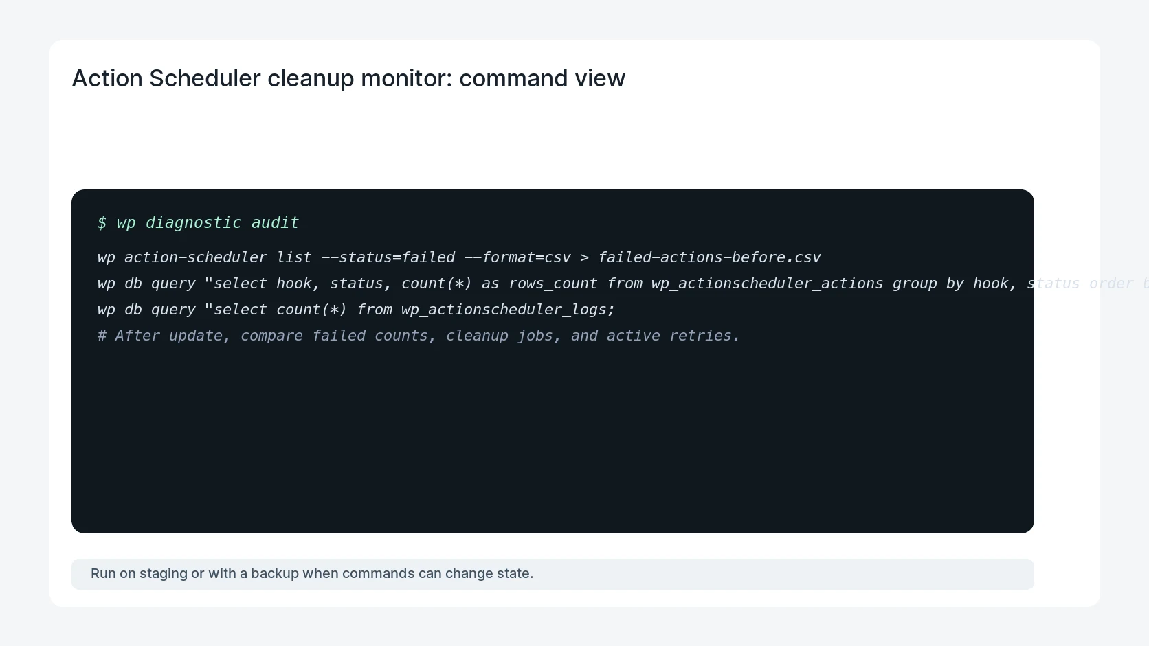 Action Scheduler cleanup monitor for Action Scheduler 4.0 Failed Action Cleanup Monitoring