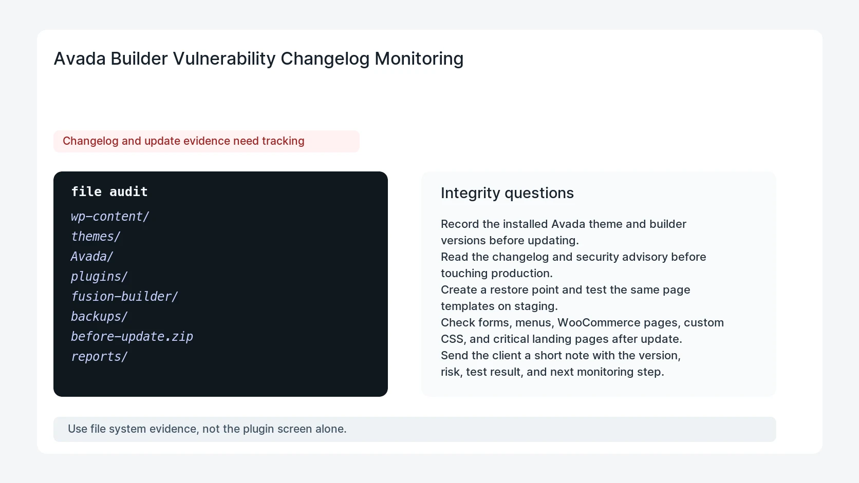 Avada Builder Vulnerability Changelog Monitoring