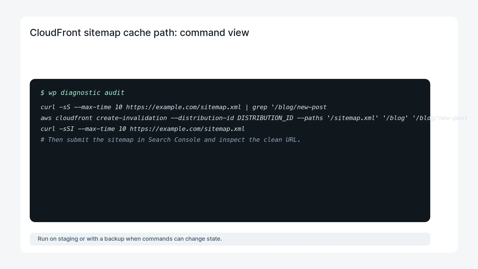 CloudFront sitemap cache path for CloudFront Sitemap Cache Invalidation for Search Console