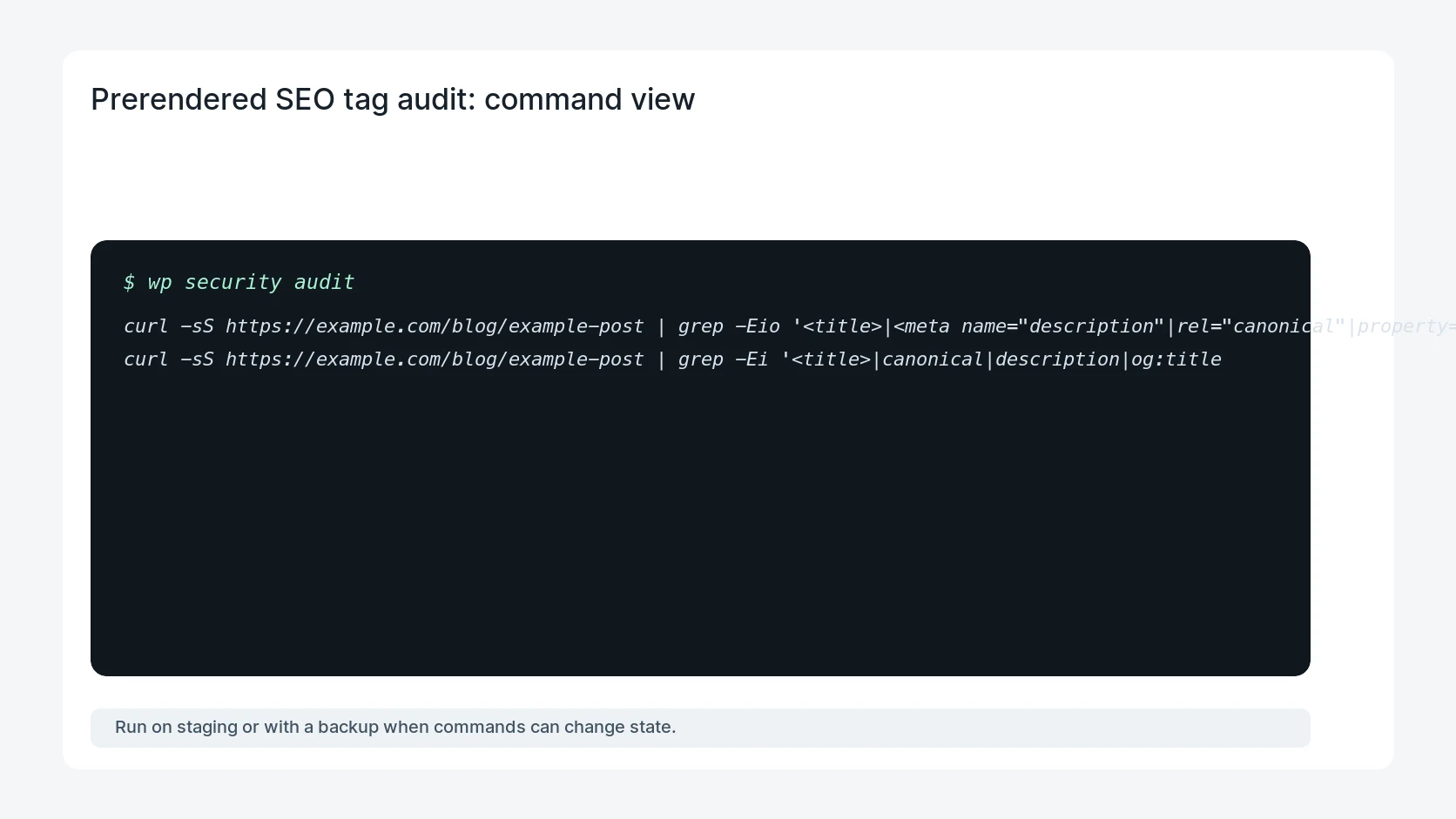 Prerendered SEO tag audit for Duplicate SEO Tags in Prerendered WordPress HTML