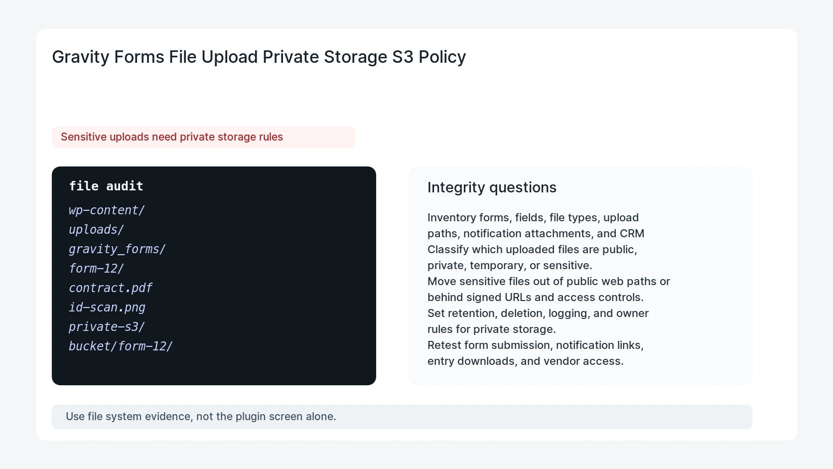 Gravity Forms File Upload Private Storage S3 Policy