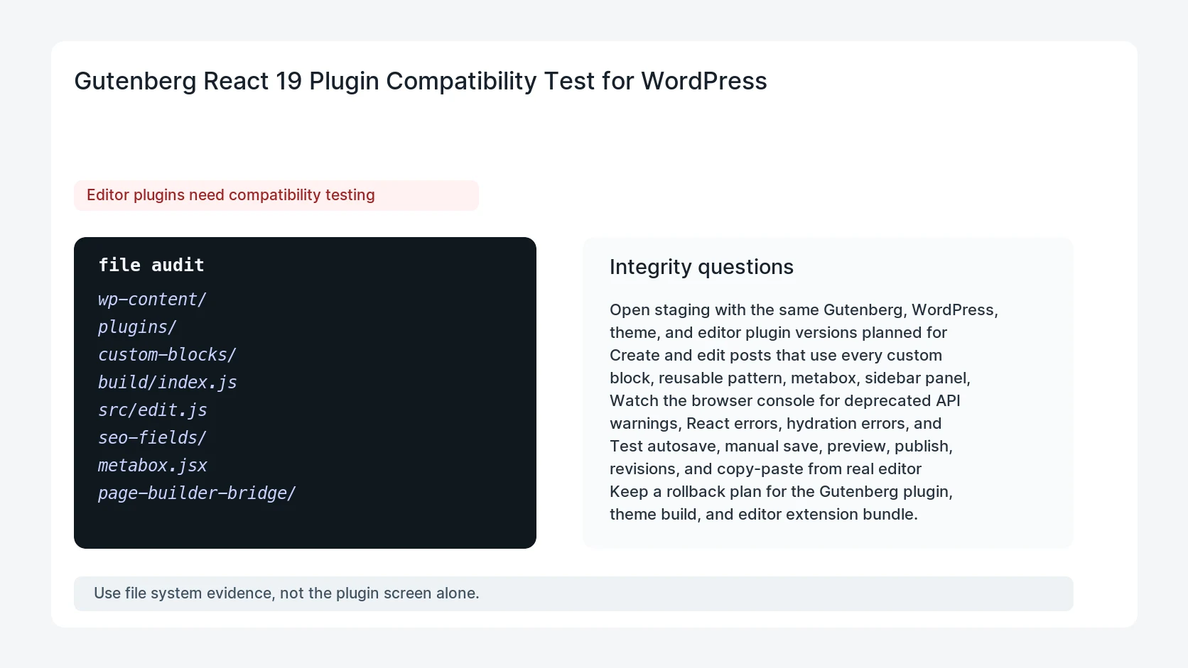 Gutenberg React 19 Plugin Compatibility Test for WordPress