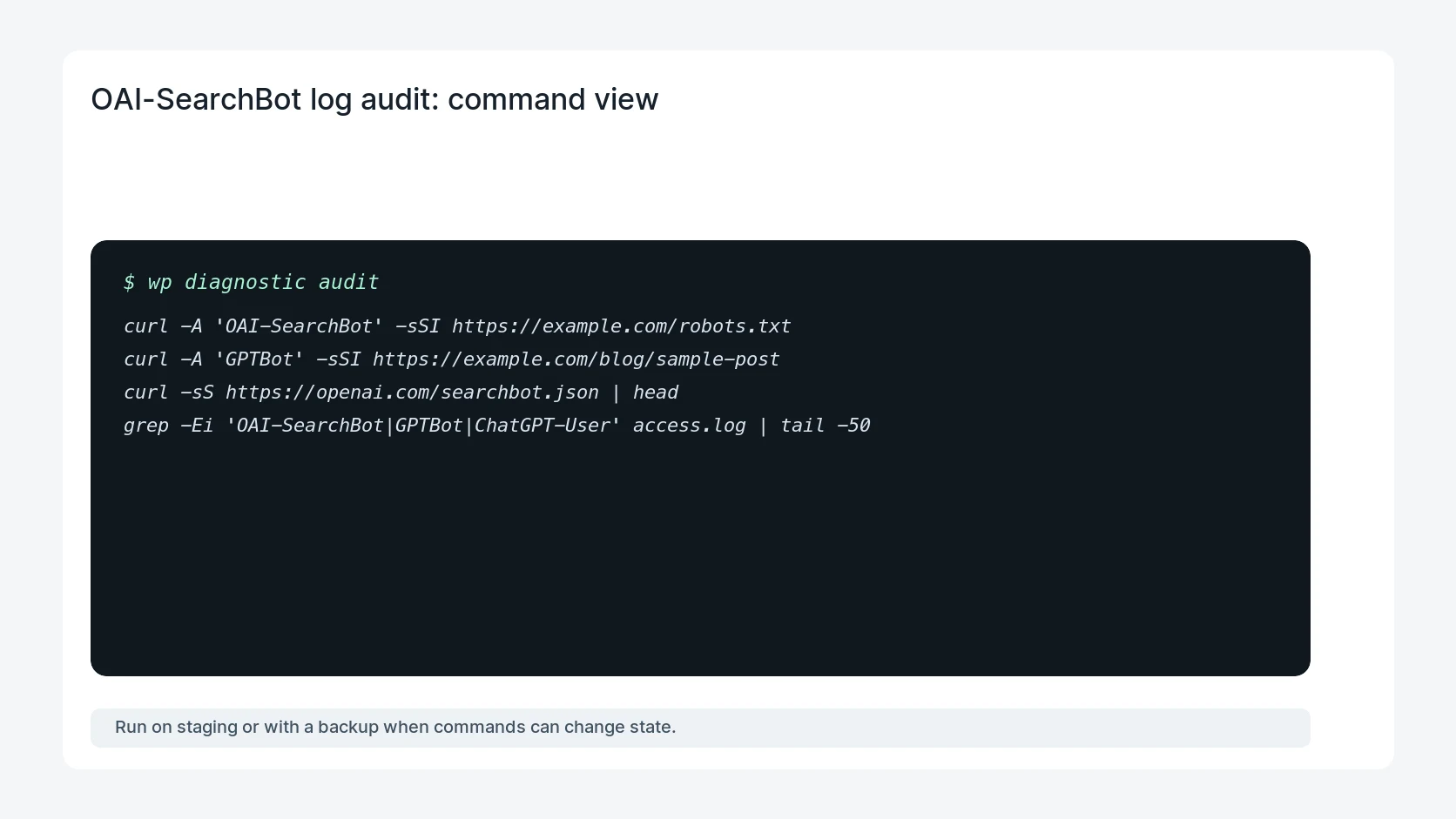 OAI-SearchBot log audit for OAI-SearchBot WAF Log Check for WordPress Sites