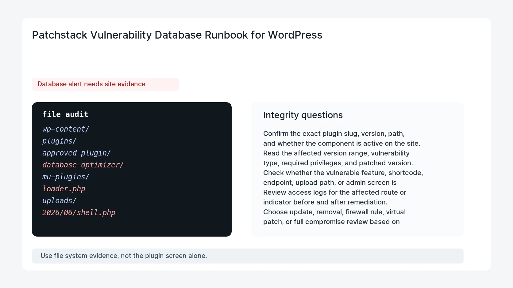 Patchstack Vulnerability Database Runbook for WordPress