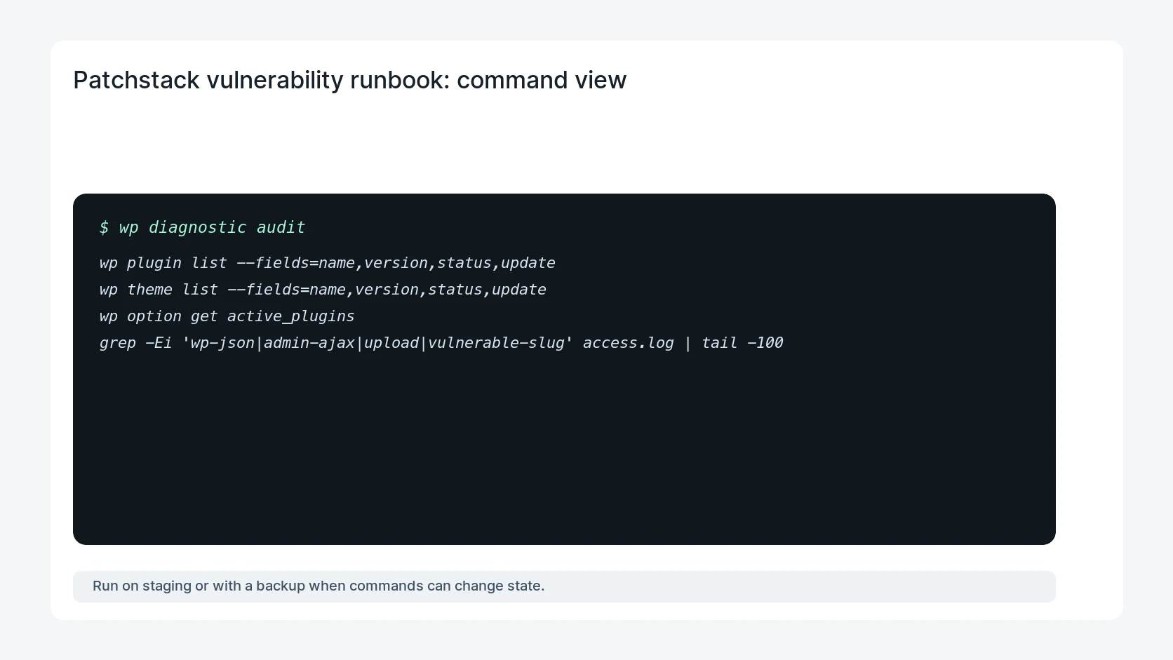 Patchstack vulnerability runbook for Patchstack Vulnerability Database Runbook for WordPress