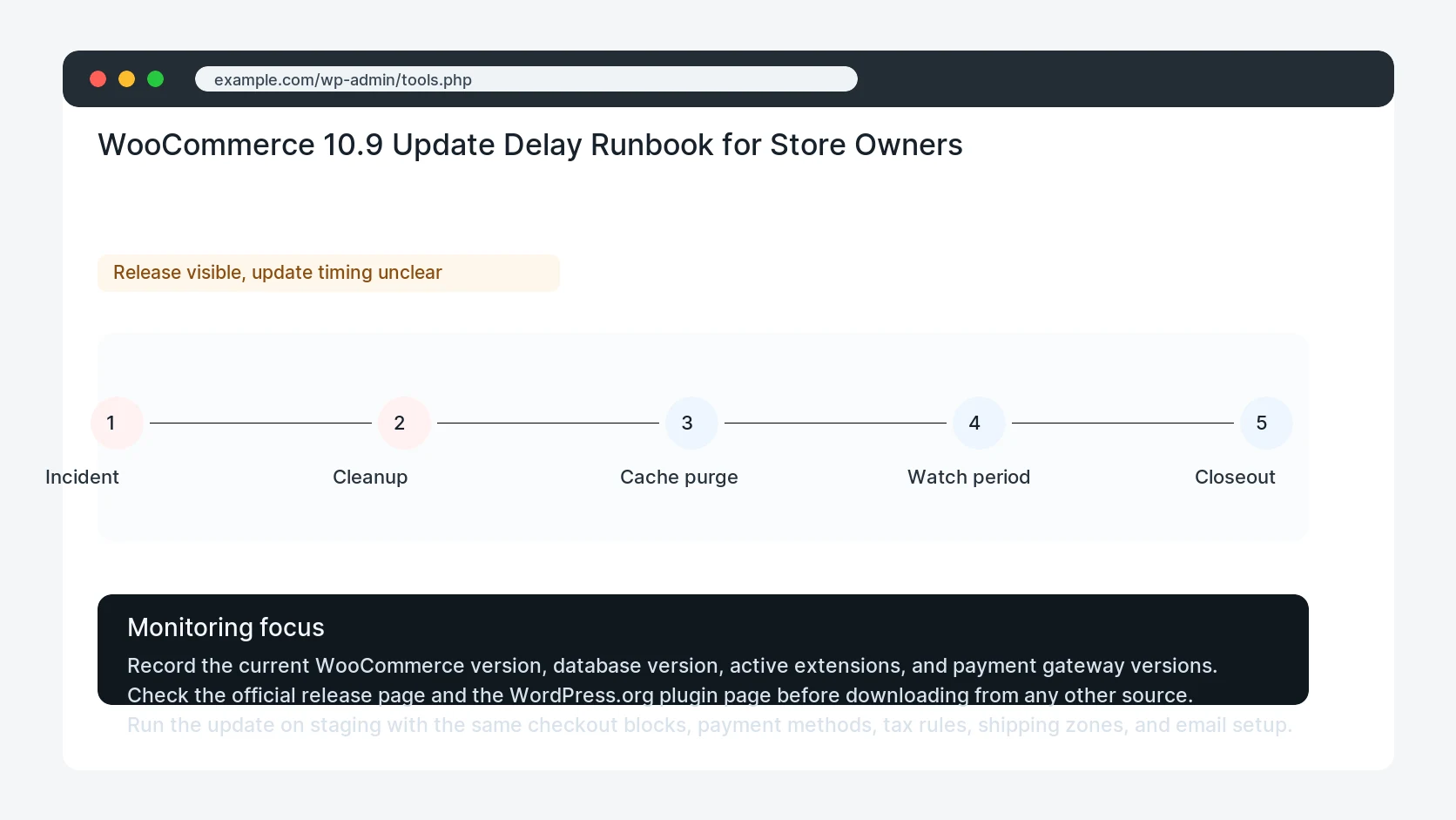 WooCommerce 10.9 Update Delay Runbook for Store Owners