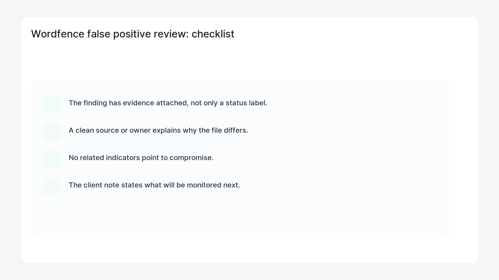 Wordfence false positive review for Wordfence Scan Result False Positive Client Note