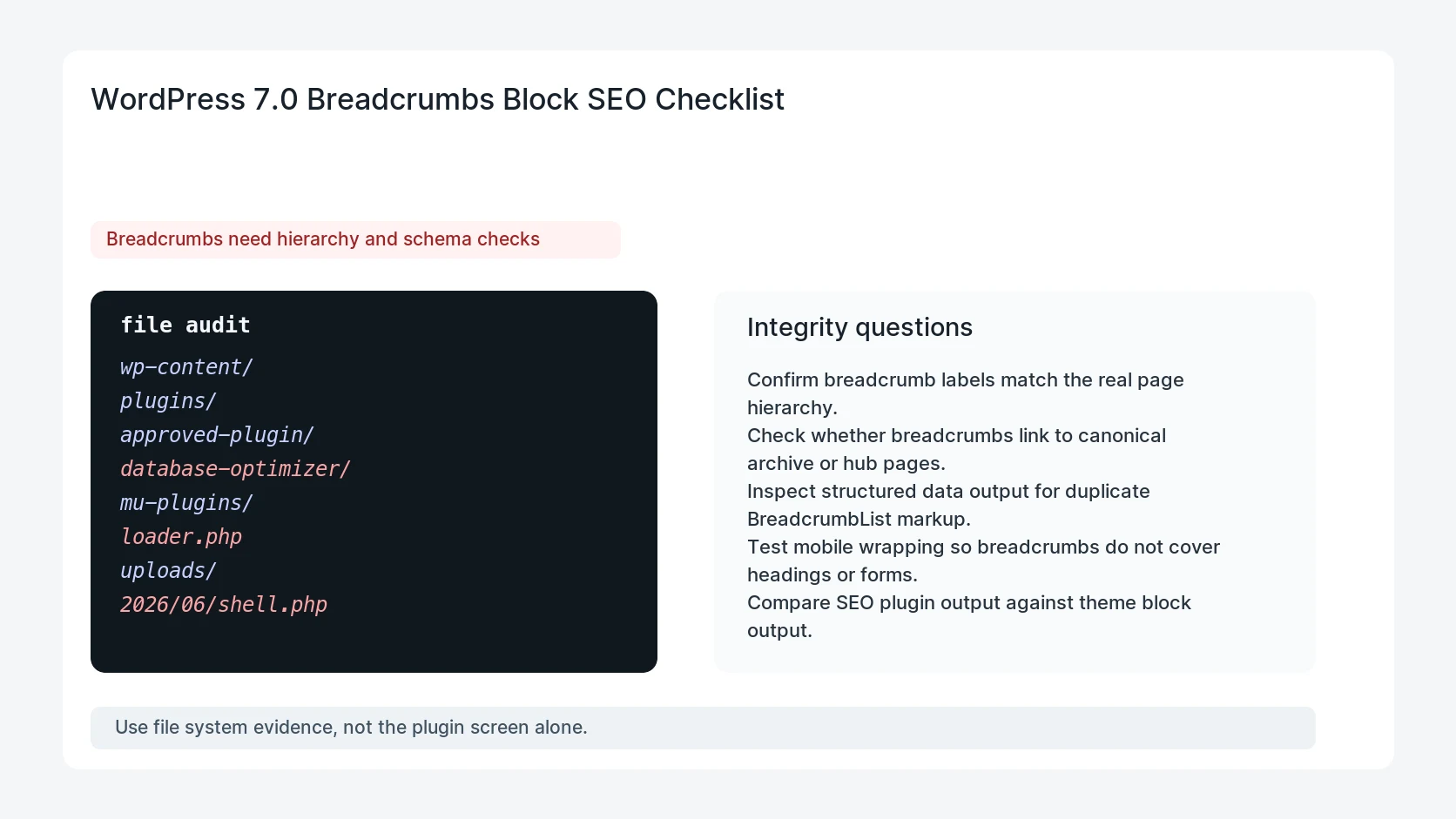 WordPress 7.0 Breadcrumbs Block SEO Checklist