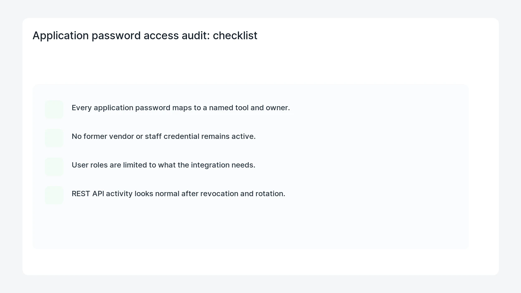 Application password access audit for WordPress Application Passwords Security Audit