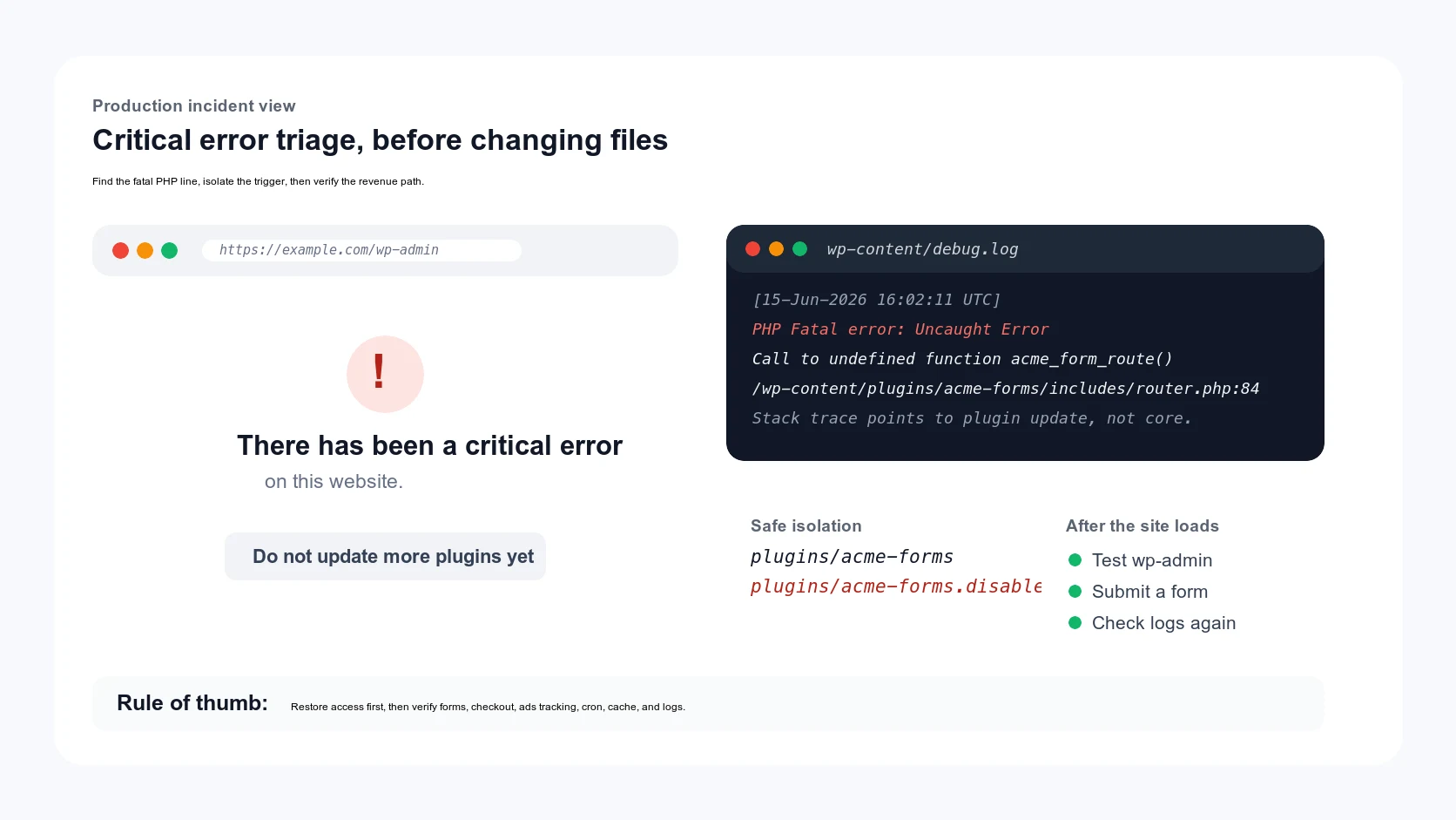 WordPress Critical Error: Fix It When You Cannot Access wp-admin