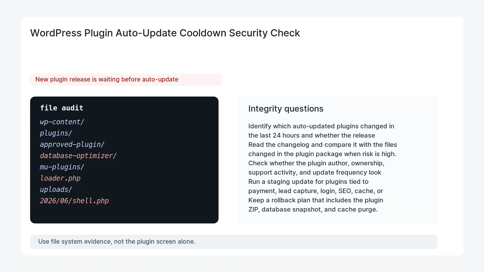 WordPress Plugin Auto-Update Cooldown Security Check