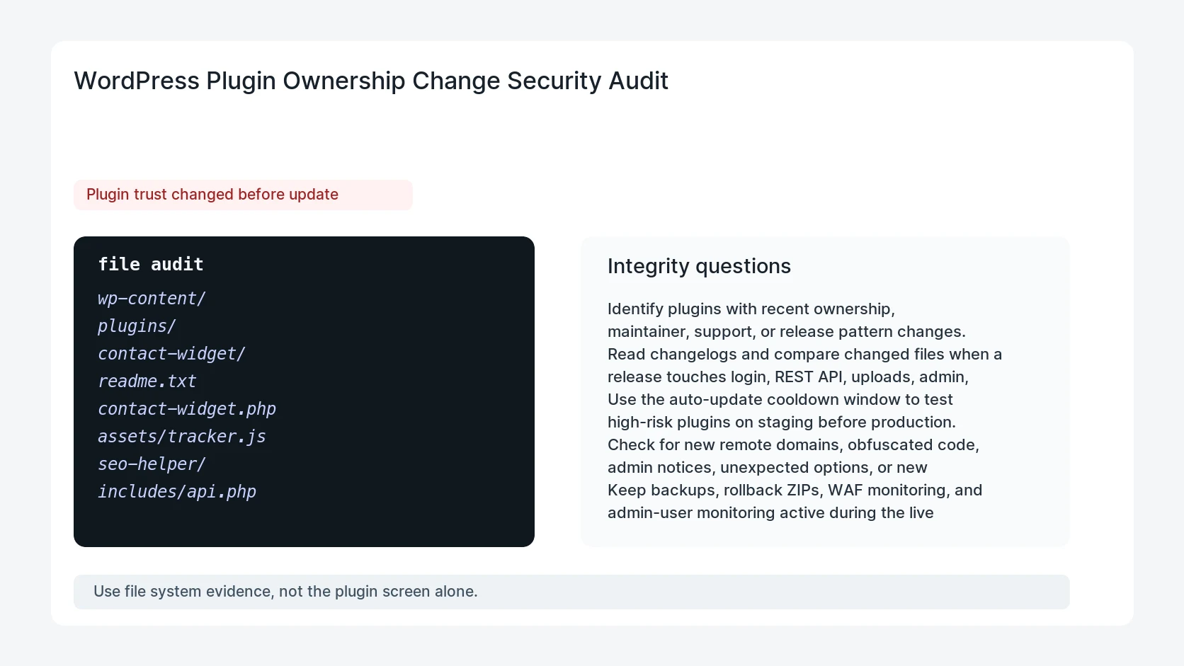 WordPress Plugin Ownership Change Security Audit