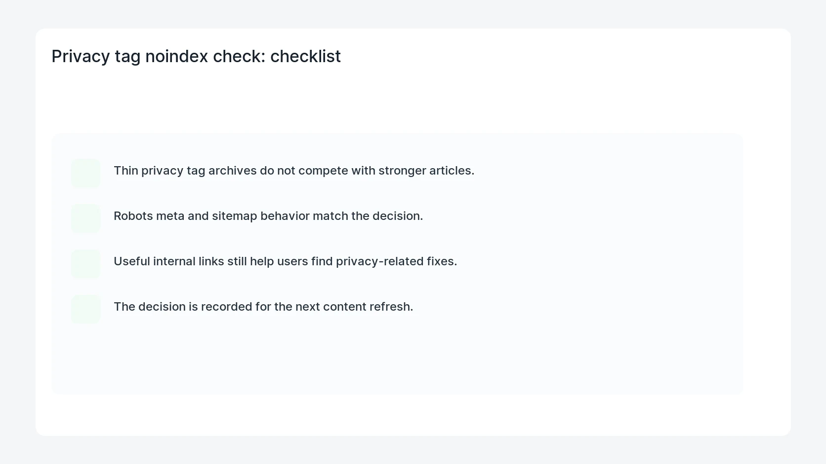 Privacy tag noindex check for WordPress Privacy Tag Archive Noindex Check