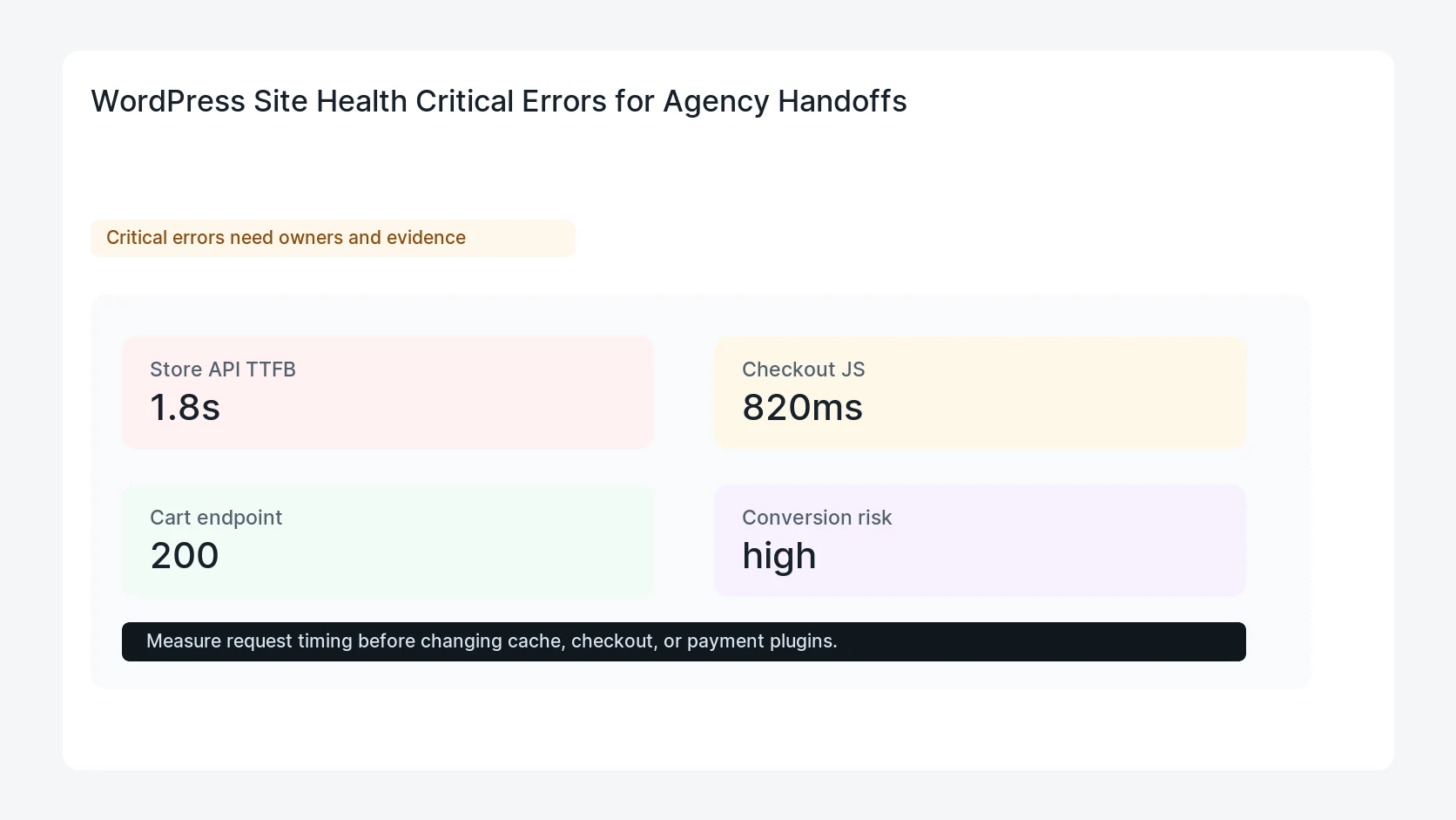 WordPress Site Health Critical Errors for Agency Handoffs