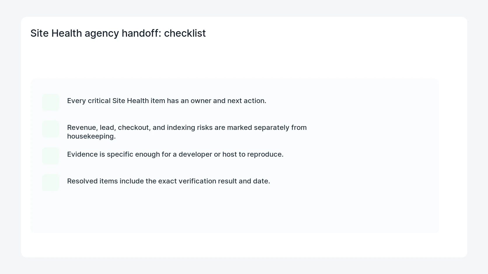 Site Health agency handoff for WordPress Site Health Critical Errors for Agency Handoffs