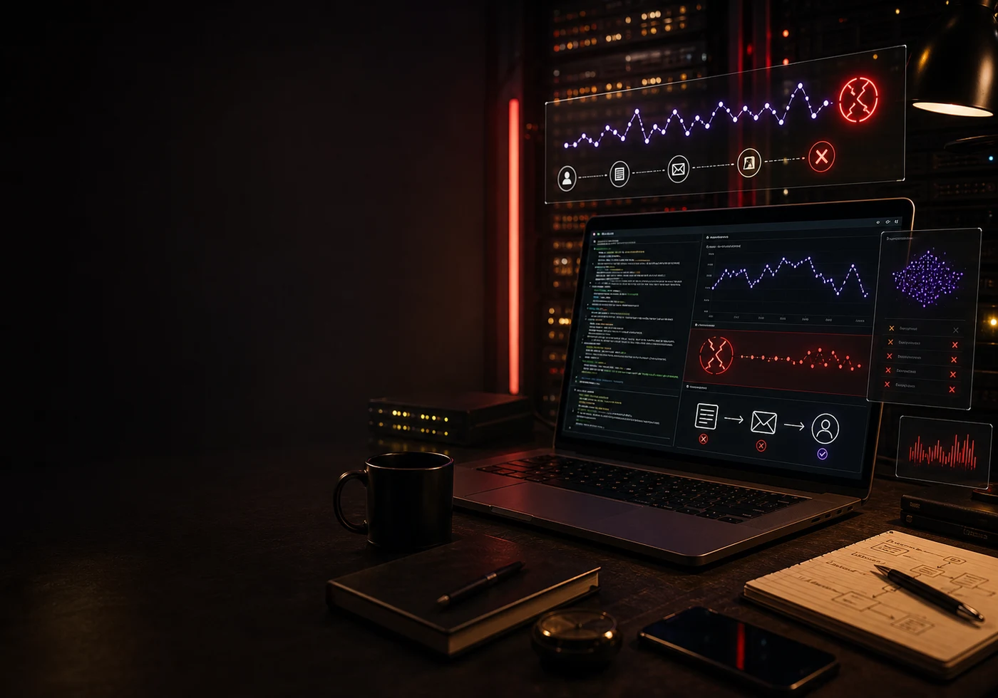 Meta Pixel lead tracking diagnostic showing Pixel, Lead event, server-side tracking, and sales-system signal checks.